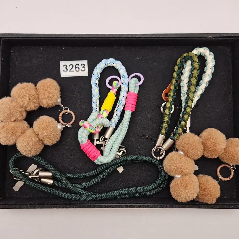PHONE WRIST STRAP LANYARD LOT PARACORD CELL PHONE CHARM POM POM